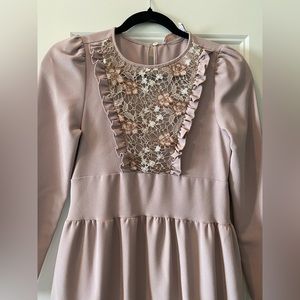 See by Chloe Designer Dress Dusty Pink Tiered Lace Sz 34 XS